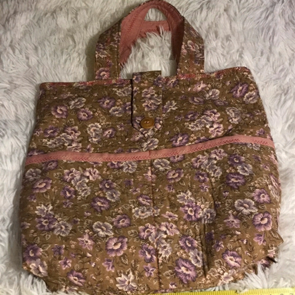 Handmade/ homemade bucket purse.  Cotton.